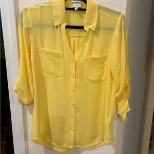 Express Bright Yellow Button-Up Blouse